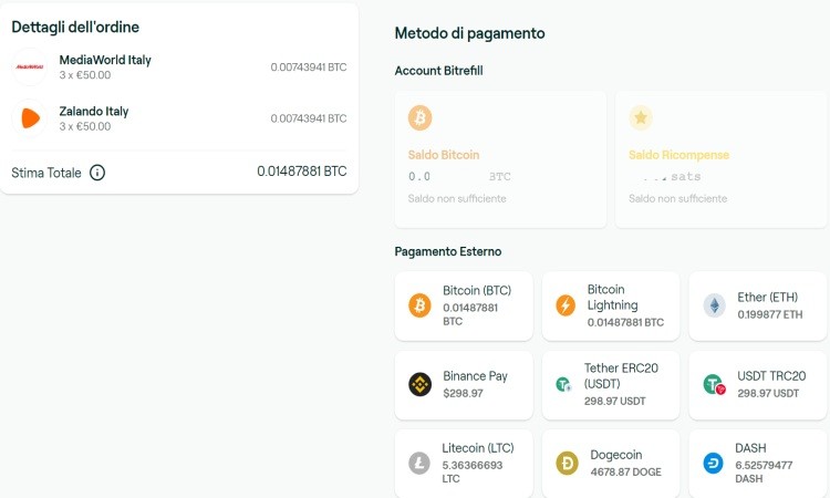 Scelta del metodo di pagamento Metodo pagamento crypto benefit aziendali