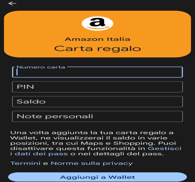 Come aggiungere Buoni  e Decathlon a Google Wallet