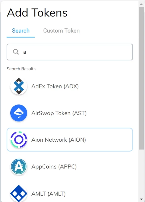 Aggiungi token al Wallet Brave