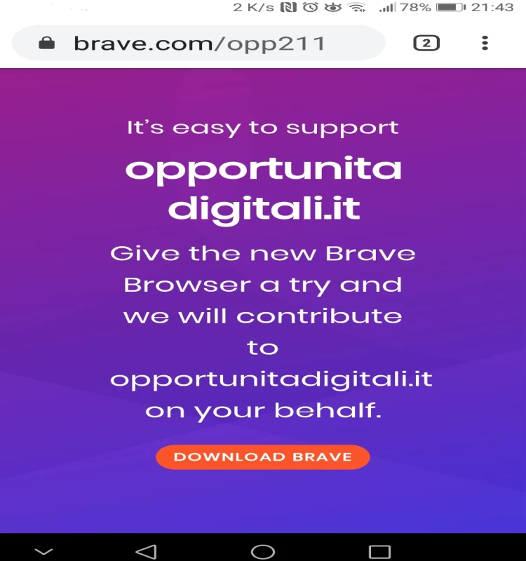 Scarica browser Brave dispositivi mobili