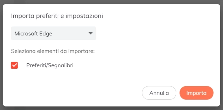 Importa impostazioni Brave