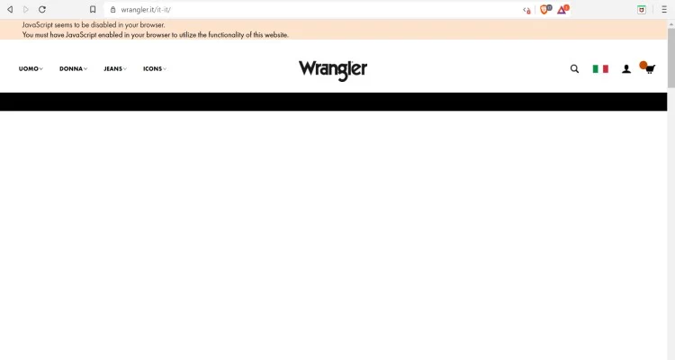 Sito Wrangler via Brave browser