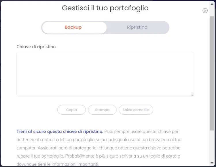Backup passphrase Backup wallet BAT Brave