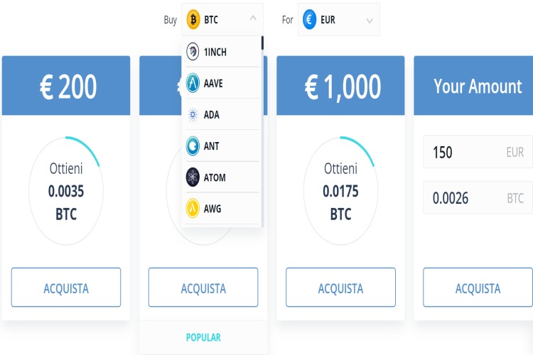 Scegli cripto da regalare su Cex.io Regala criptovaluta a Natale