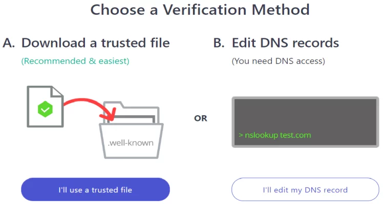 Verifica la proprietà del sito Metodo verifica Canale Brave Rewards