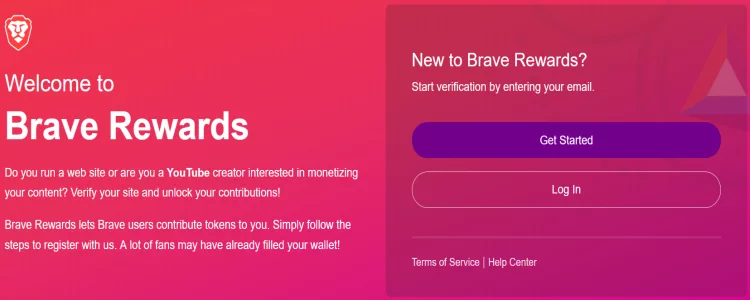 Iscrizione programma Brave Rewards Registrazione Brave Rewards