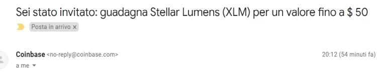 Invito Coinbase guadagnare 50 XLM