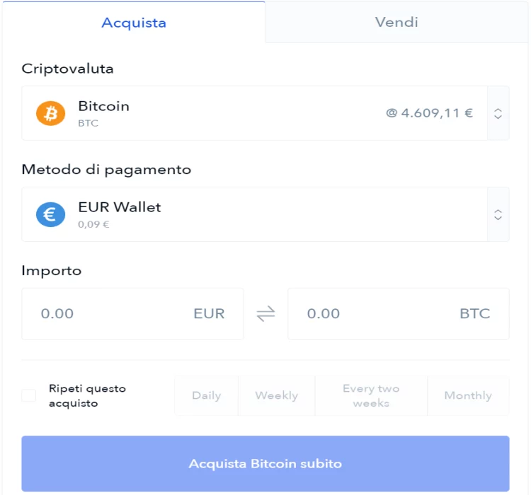 Acquista criptovaluta su Coinbase.com