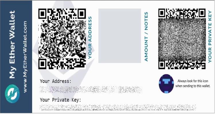 Esempio di paper wallet di criptovalute