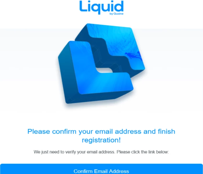 Conferma l'email e attiva l'account Conferma email liquid exchange