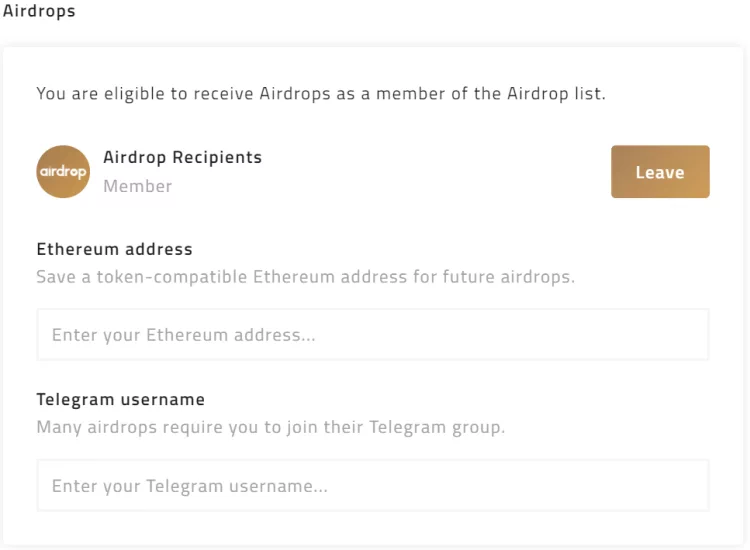 Partecipare Airdrop Earn.com