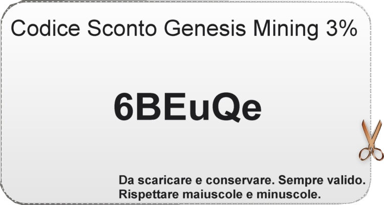 Codice promozionale Genesis Mining 6BEuQe