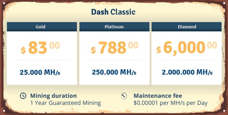 Piani mining Dash Prezzo Dash Classic hashpower