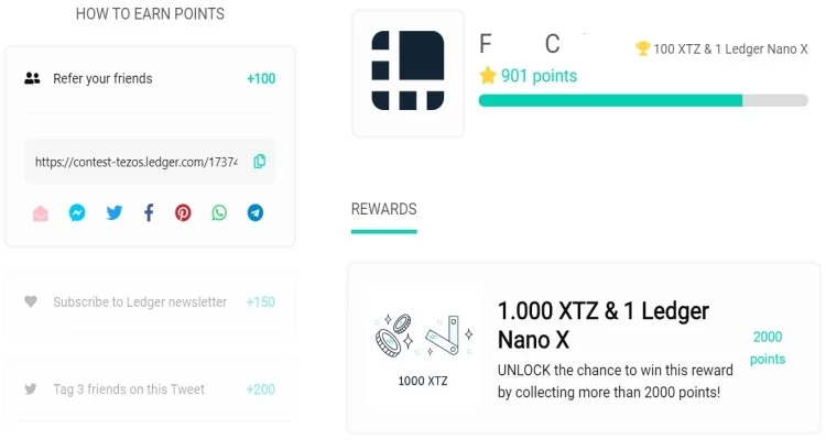 Vinci Tezos XTZ con Ledger wallet Concorso vinci 1000 Tezos Ledger