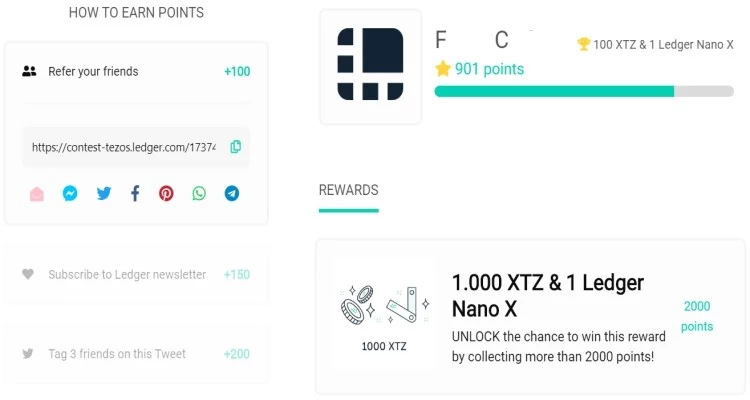 Concorso vinci 1000 Tezos Ledger