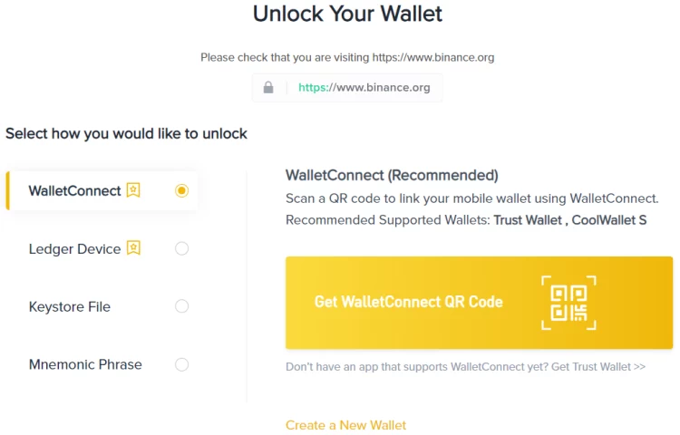 Procedura di sblocco wallet Binance DEX Sblocca Binance DEX per Ledger Nano