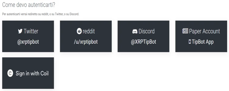 Autenticazione XRP Tip Bot