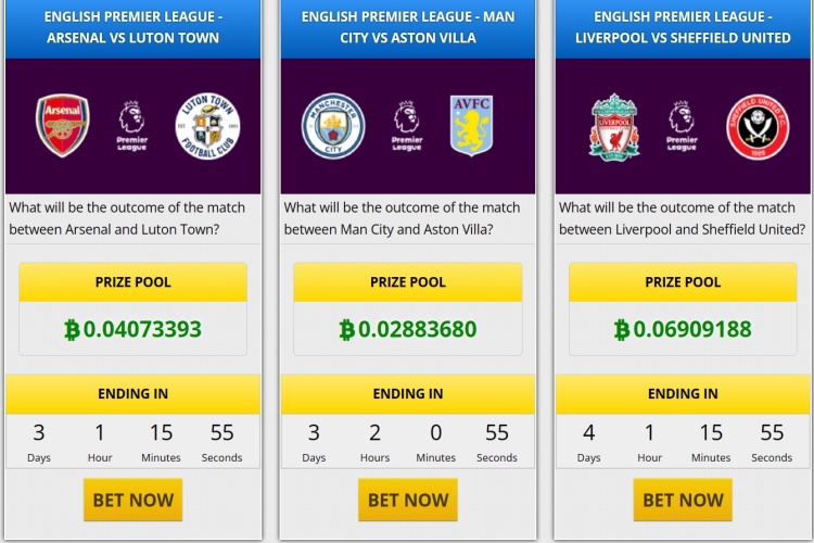 Betting Premier League with Bitcoin Bet on Arsenal with BTC
