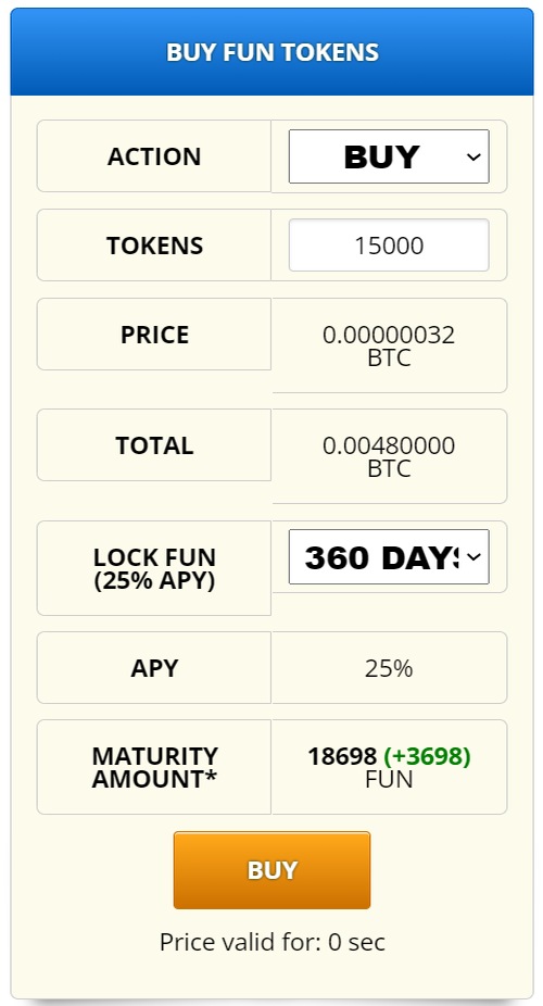 Buy $fun page Earn more fun token
