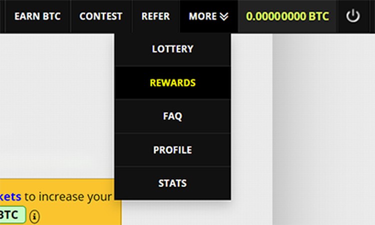 Rewards menu Freebitcoin